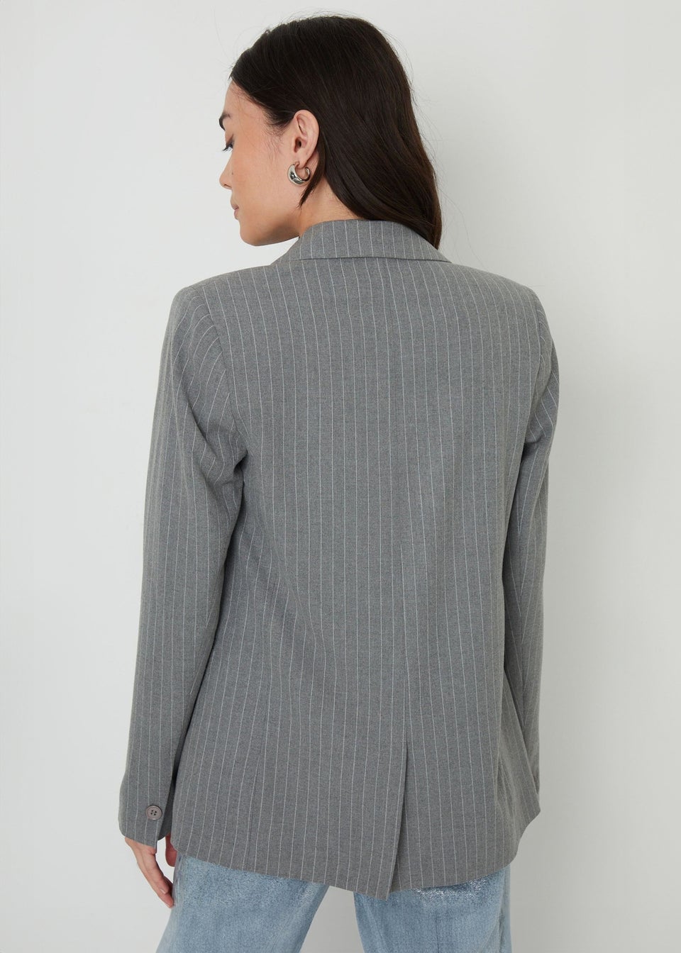 Threadbare Grey Classic Pinstripe Lined Blazer