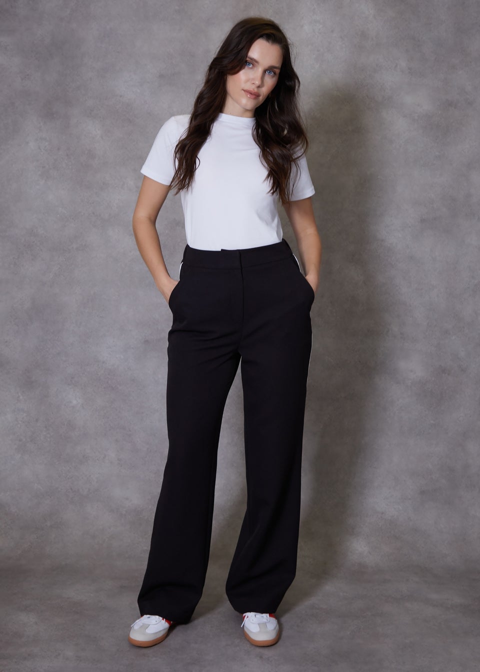 Threadbare Black Blackpool Tailored Trousers With Piping Detail