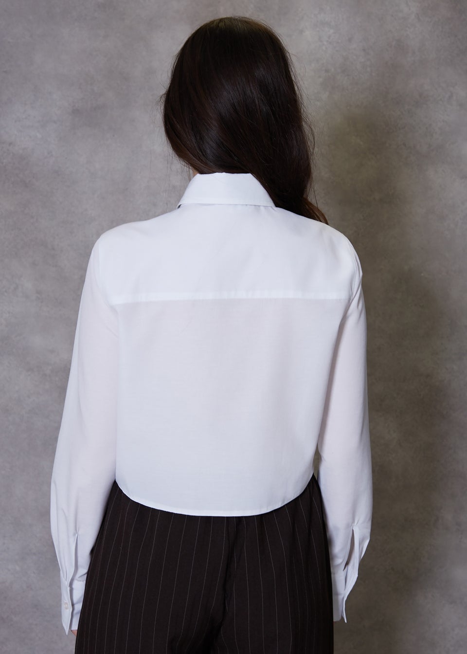 Threadbare White Cotton Rich Long Sleeve Cropped Shirt