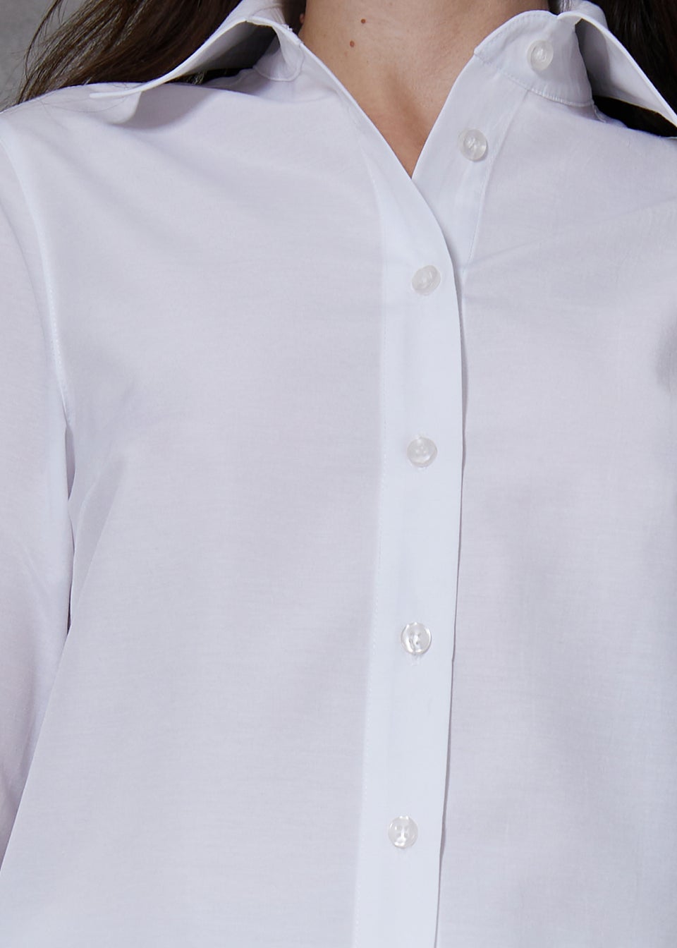 Threadbare White Cotton Rich Long Sleeve Cropped Shirt