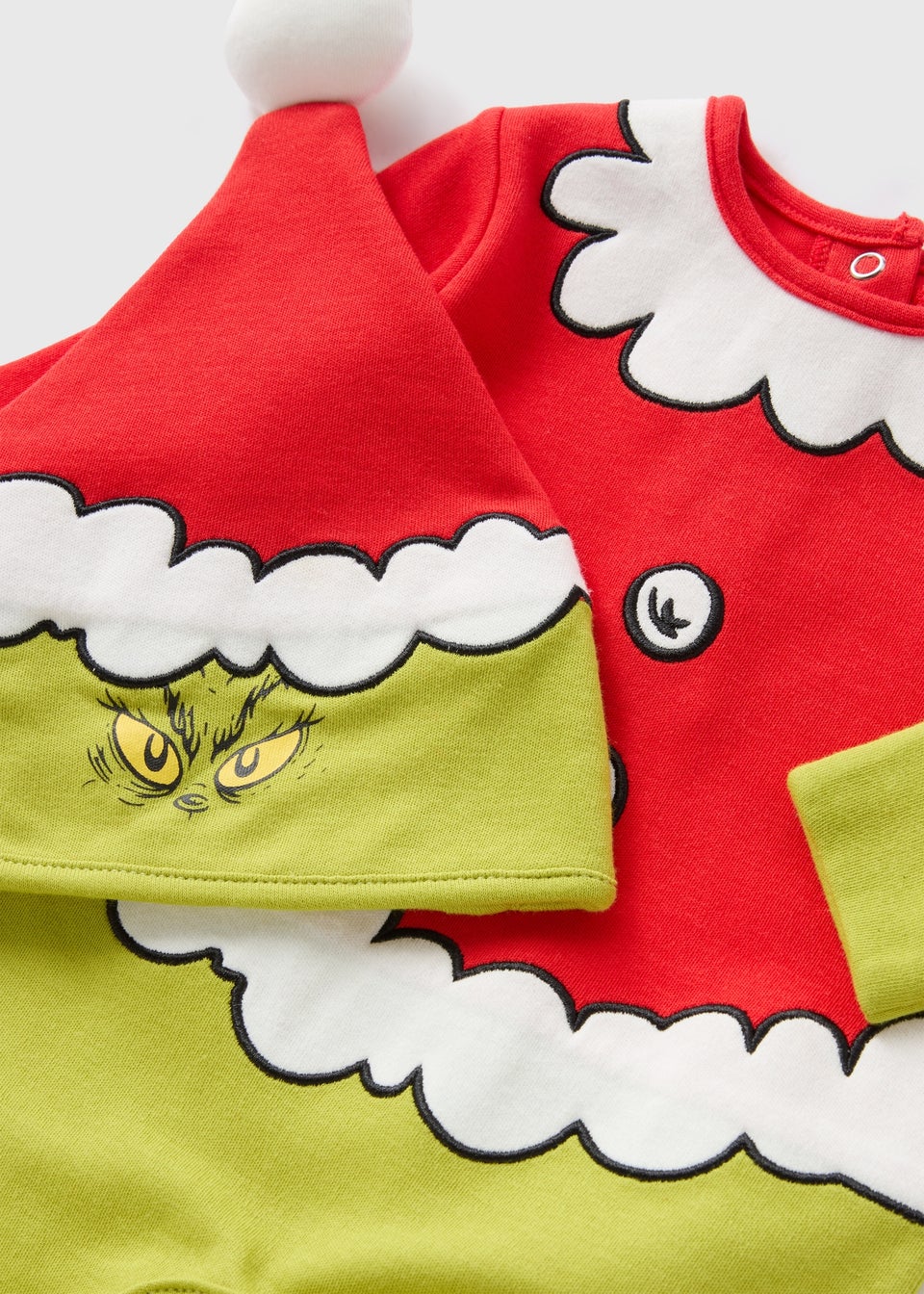 Grinch Baby Red Sleepsuit Hat Set Newborn 18mths