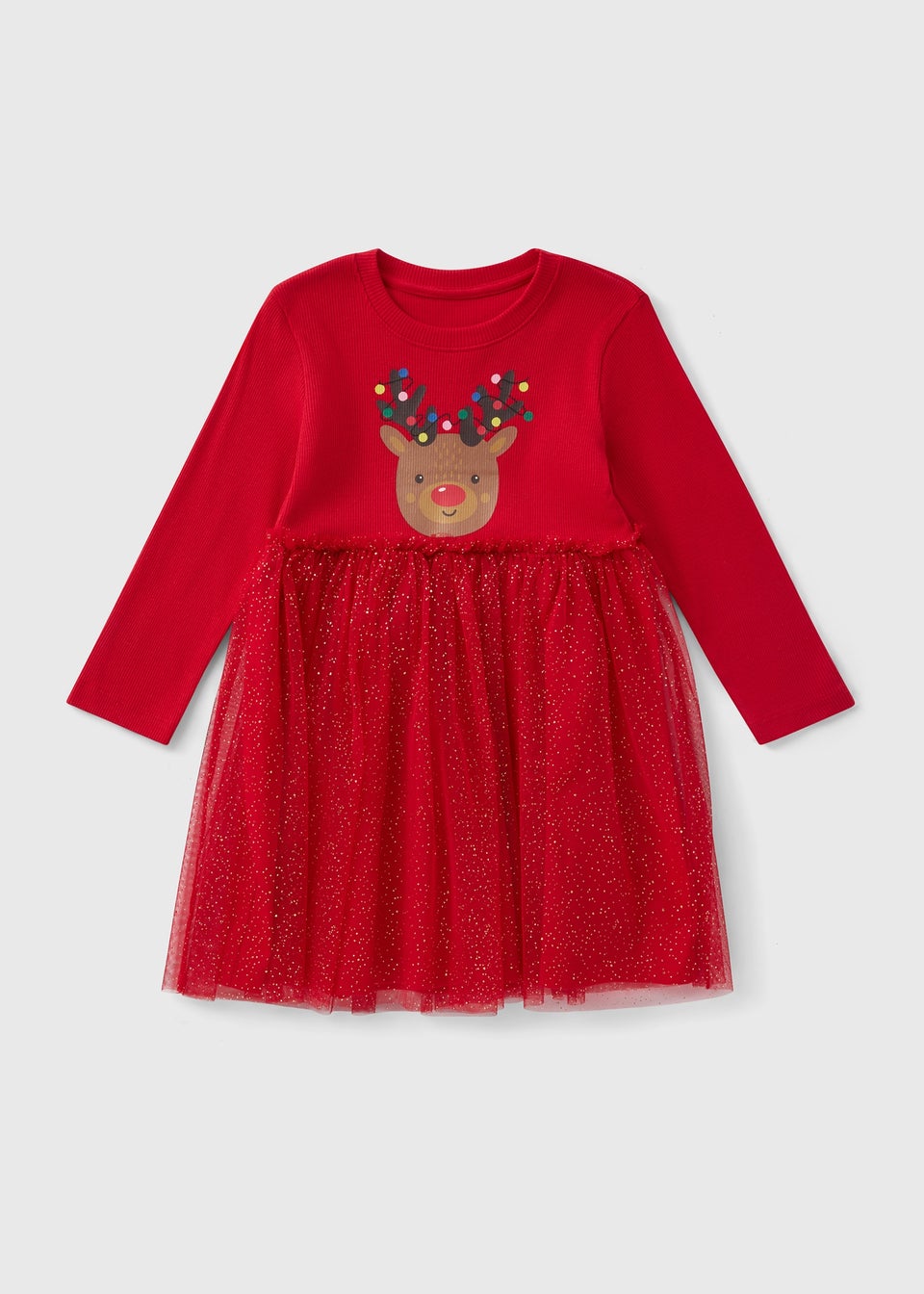 Girls Red Christmas Tutu Dress 1 7yrs Matalan