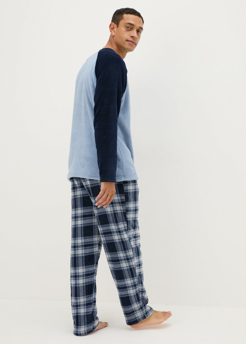 Blue Check Fleece Pyjama Set