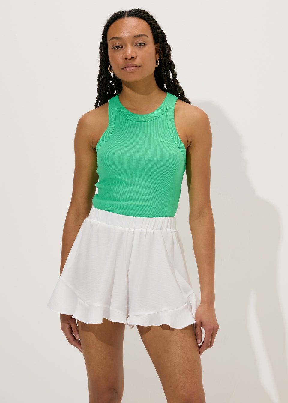White frill shorts on sale