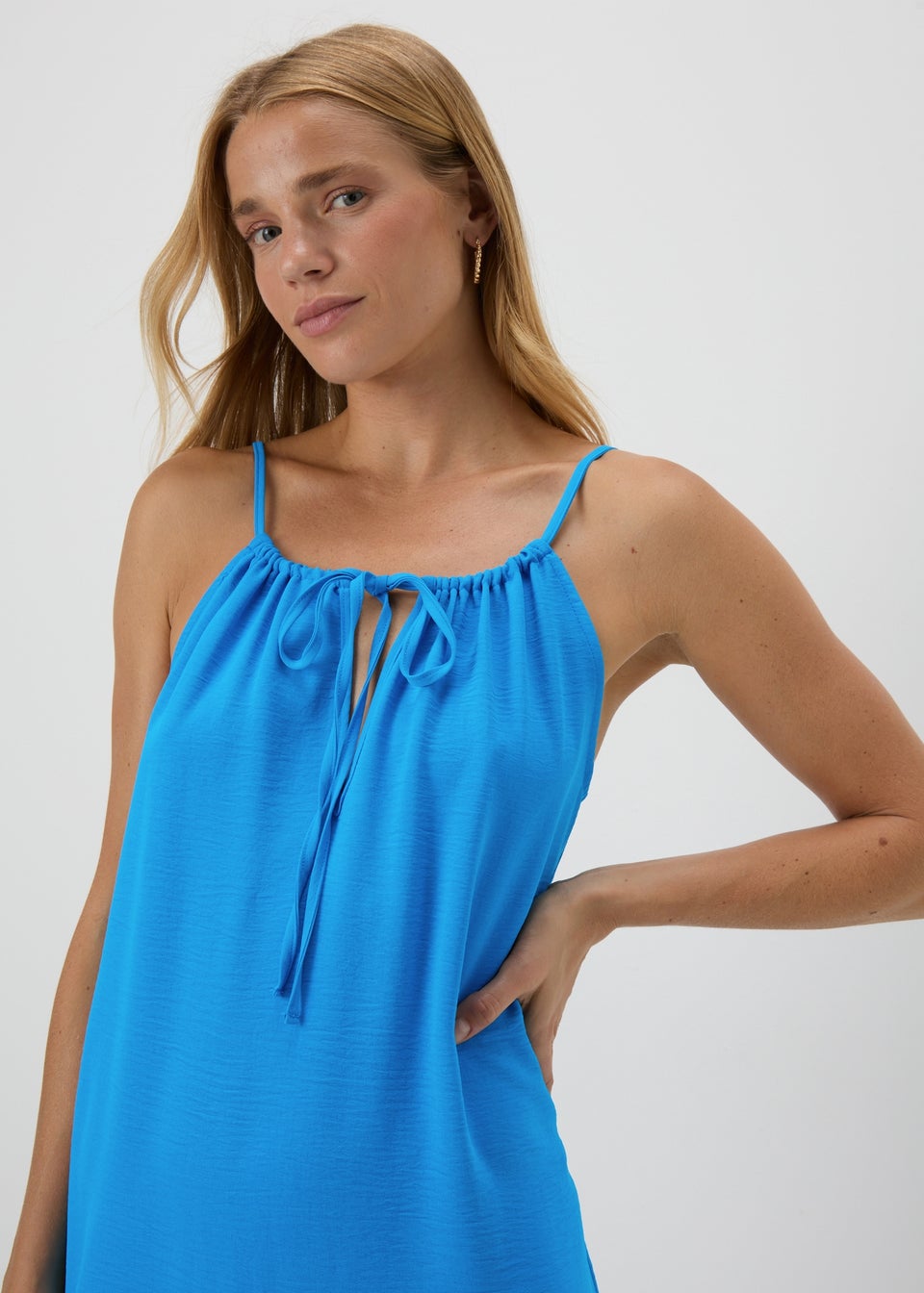 Blue Neck Tie Shift Dress
