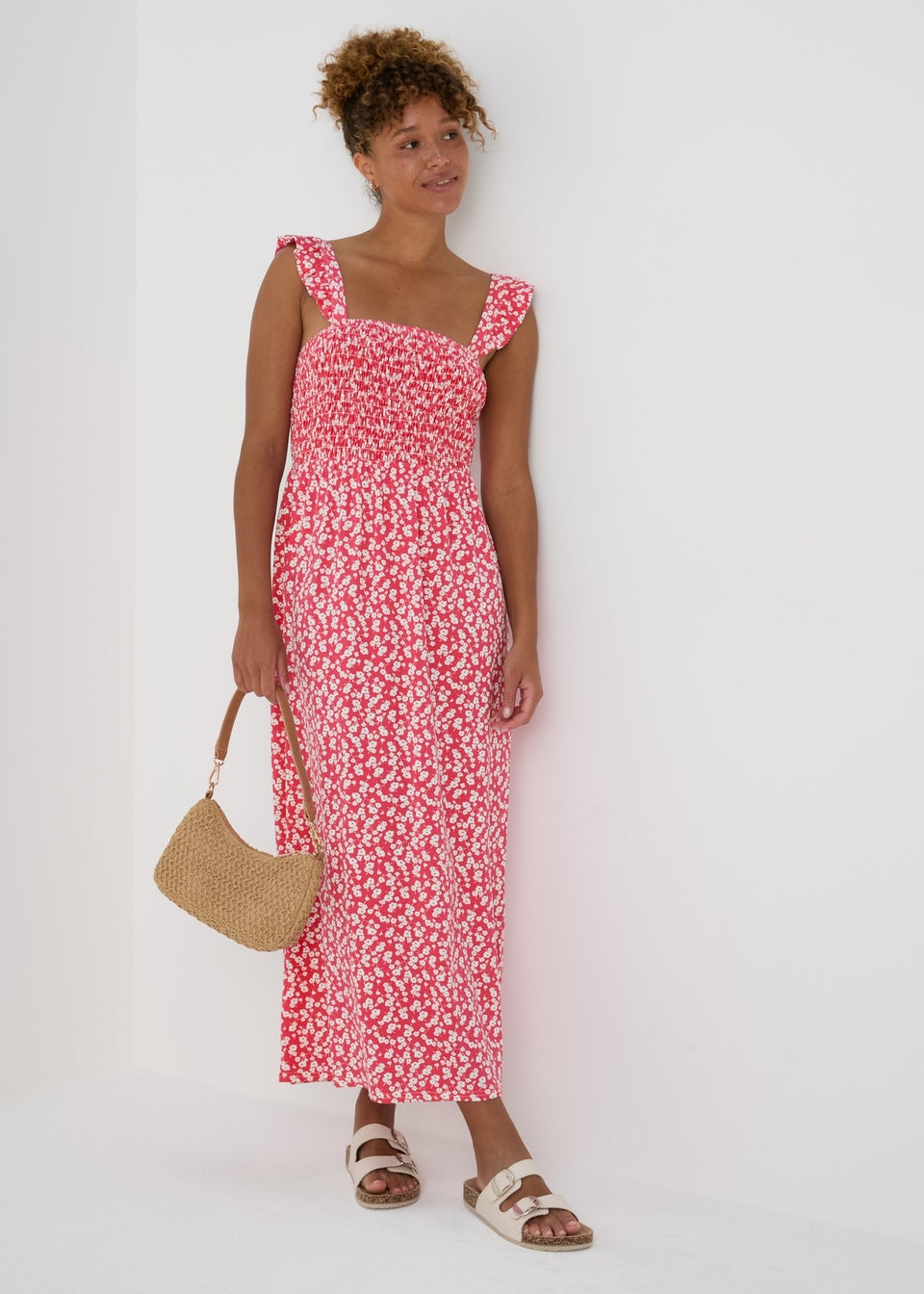 Pink Floral Cami Maxi Dress