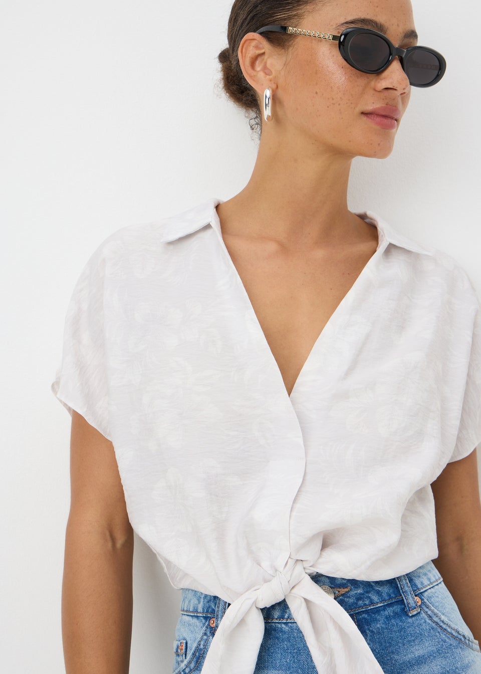 Grey Tie Waist Shirt