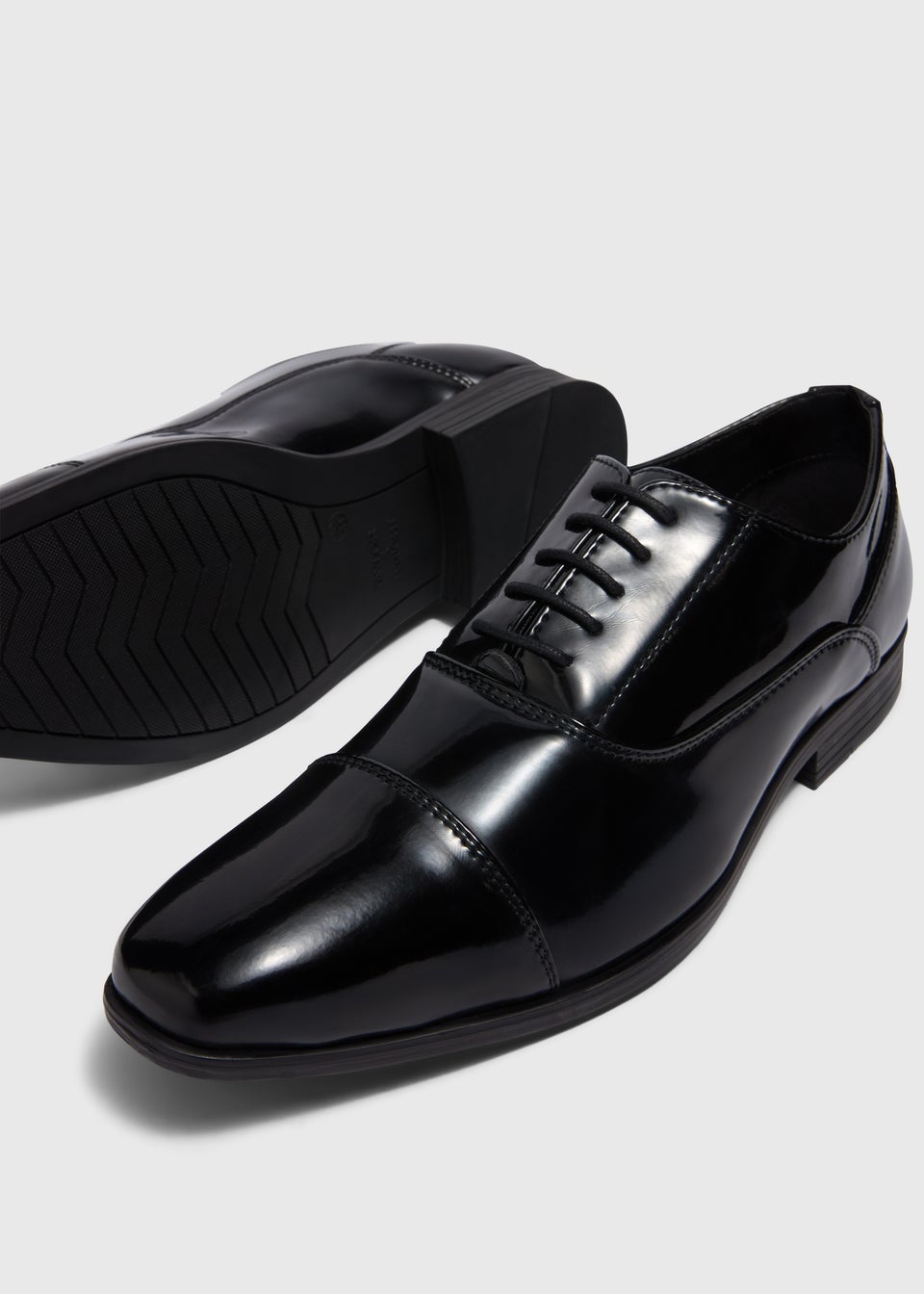 Black High Shine Derby Shoes Matalan