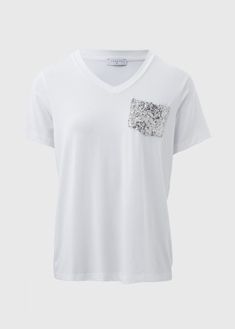 White Sequin Pocket T Shirt