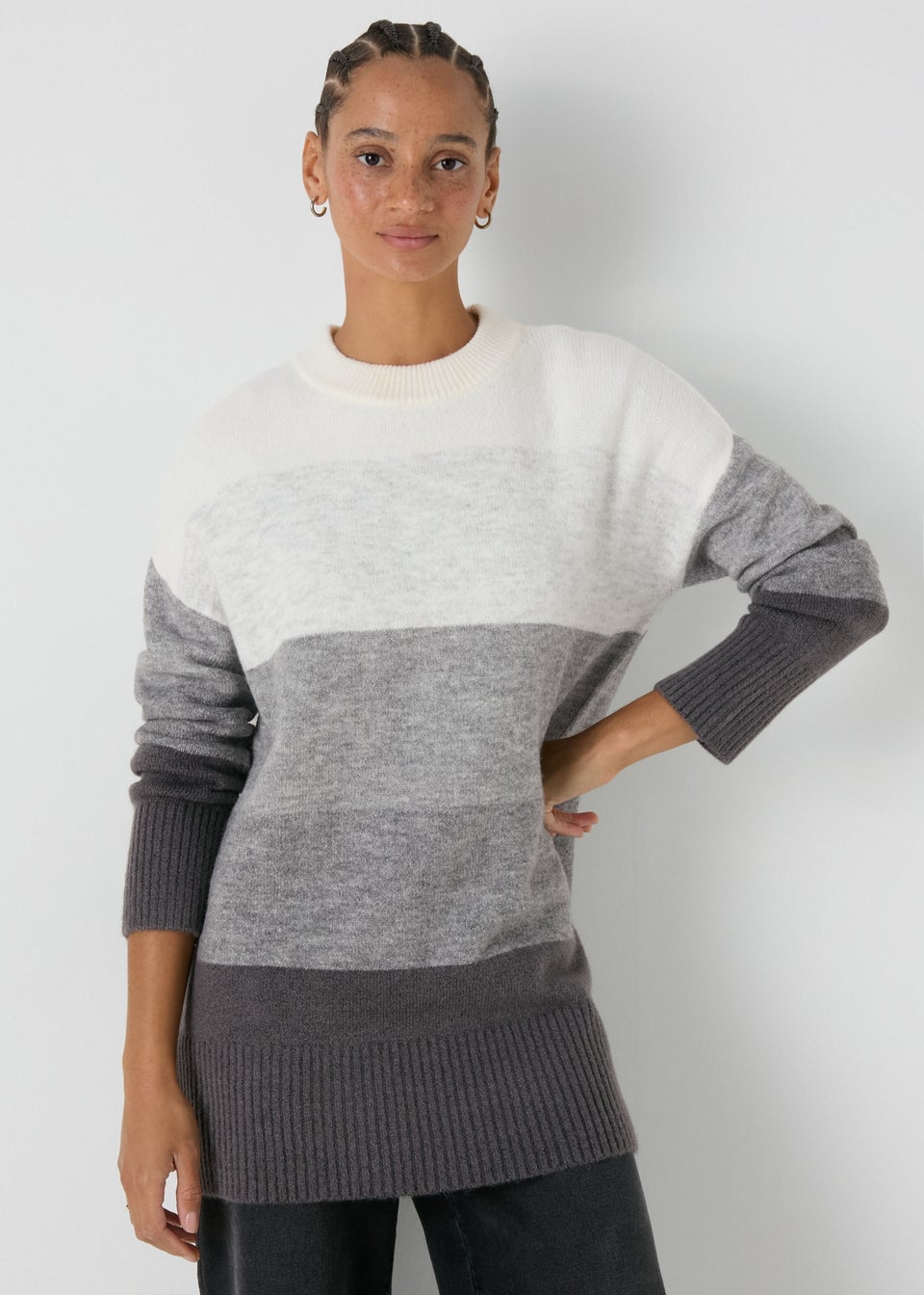 Grey Stripe Knitted Tunic Matalan