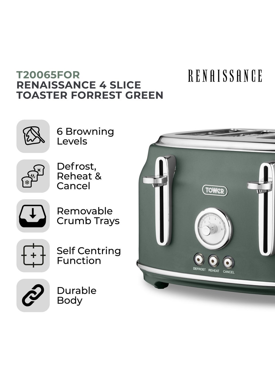Tower Renaissance 4 Slice Toaster