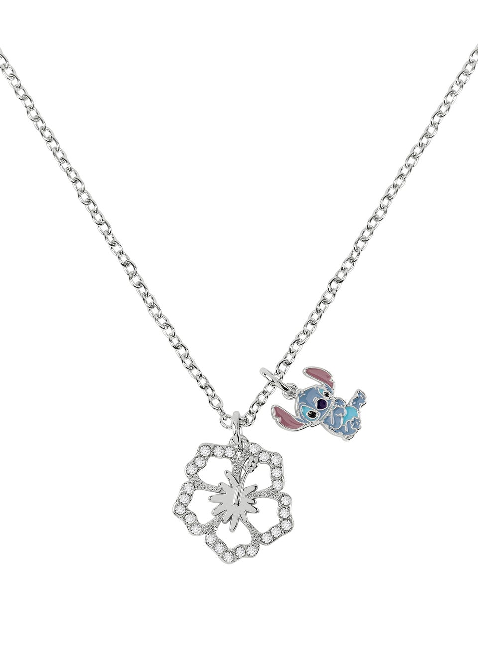 Disney Lilo & Stitch Silver Flower Charm Necklace