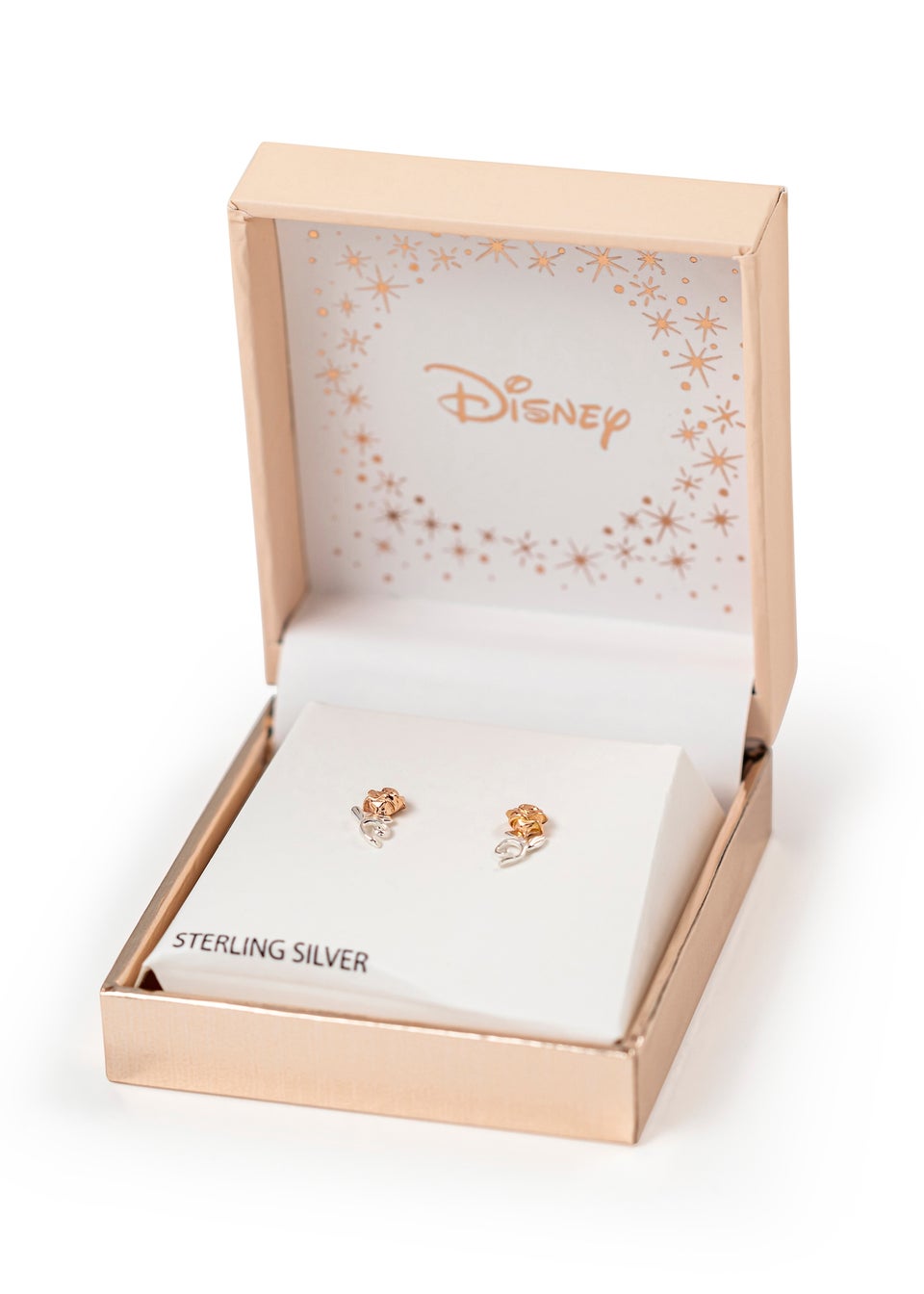 Disney Beauty & The Beast Two Tone Rose Stud Earrings