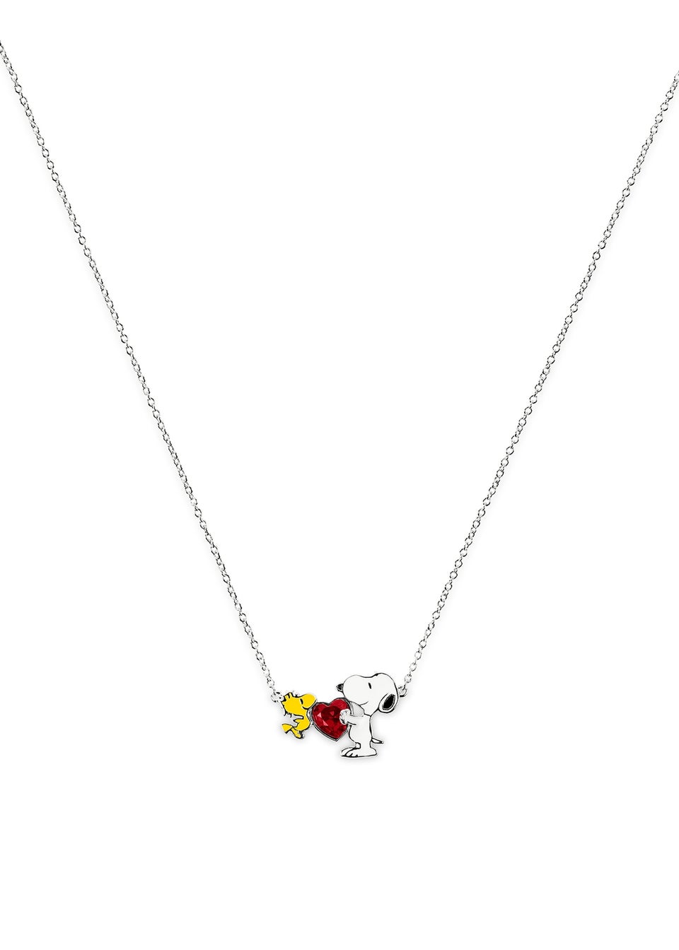 Peanuts Snoopy & Woodstock Heart Charm Necklace