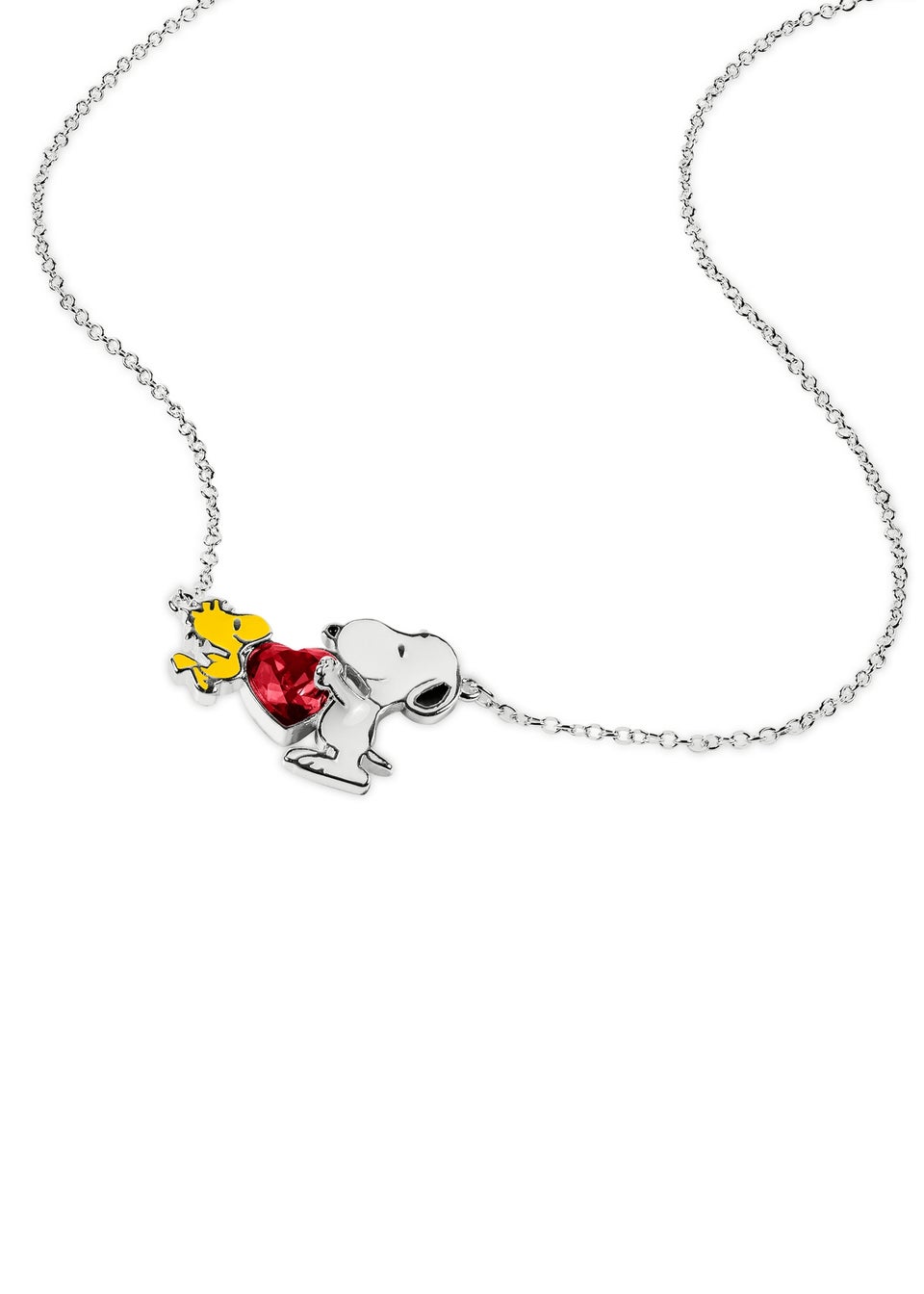 Peanuts Snoopy & Woodstock Heart Charm Necklace