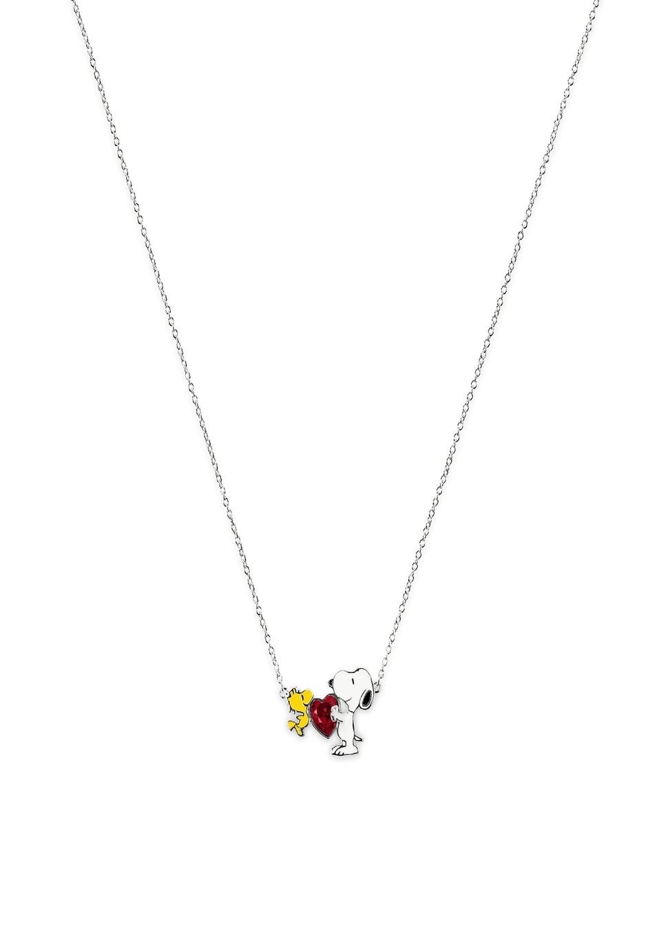 Peanuts Snoopy & Woodstock Heart Charm Necklace