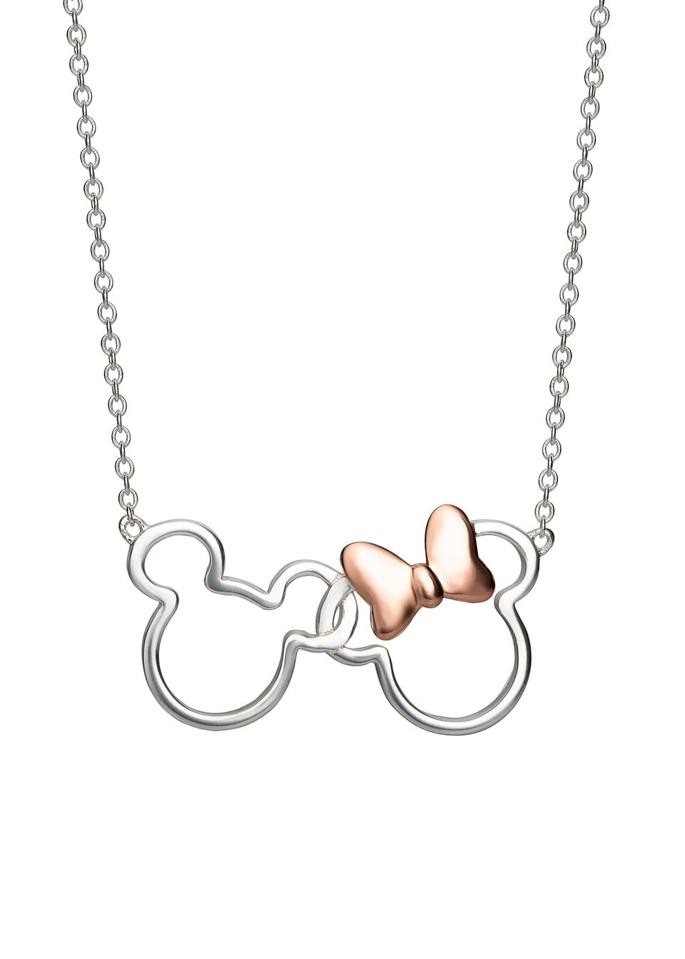 Disney Minnie And Mickey Silver & Rose gold Plated Necklace