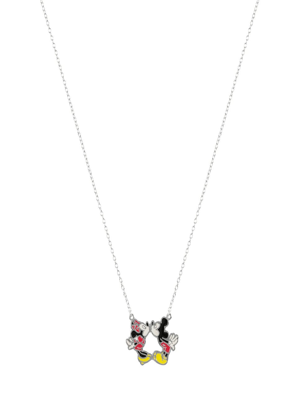 Disney Enamel Kissing Mickey and Minnie Mouse Necklace