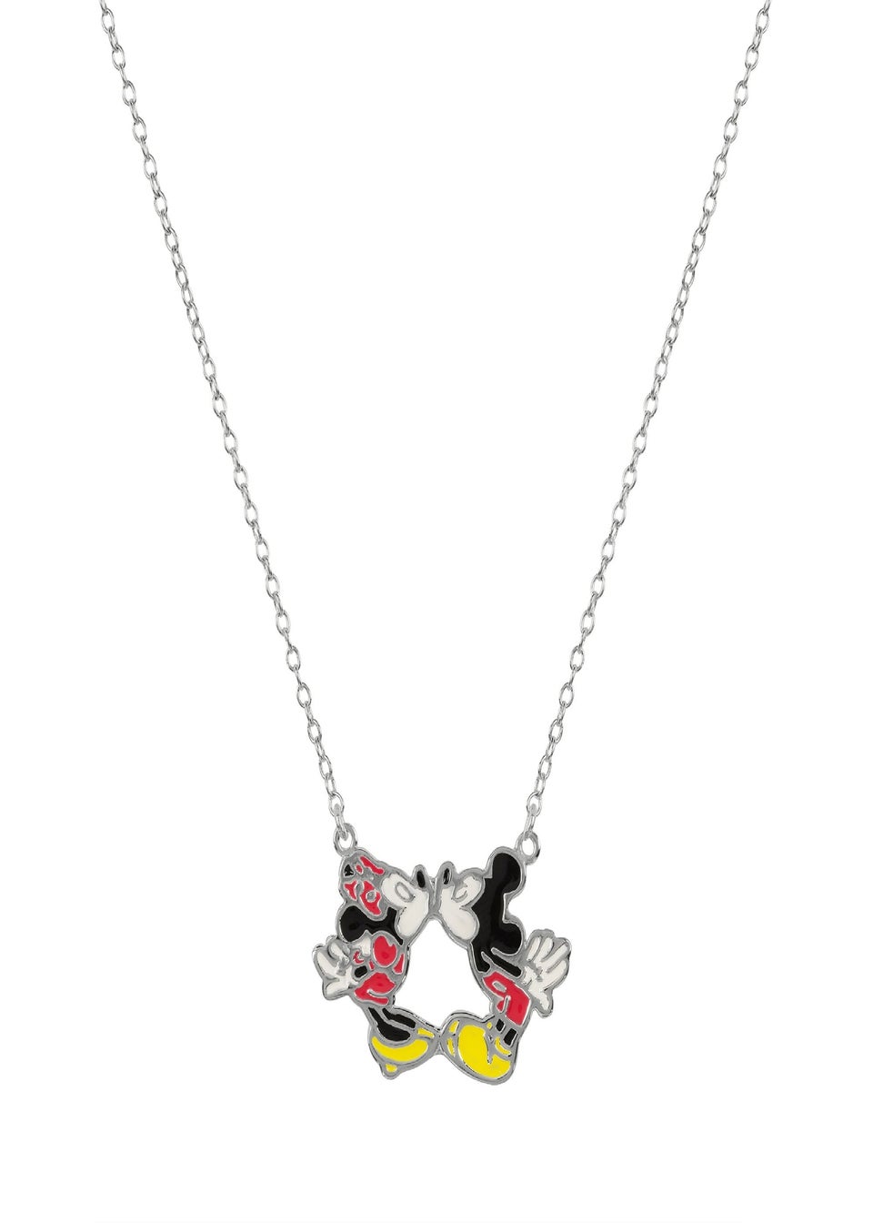 Disney Enamel Kissing Mickey and Minnie Mouse Necklace