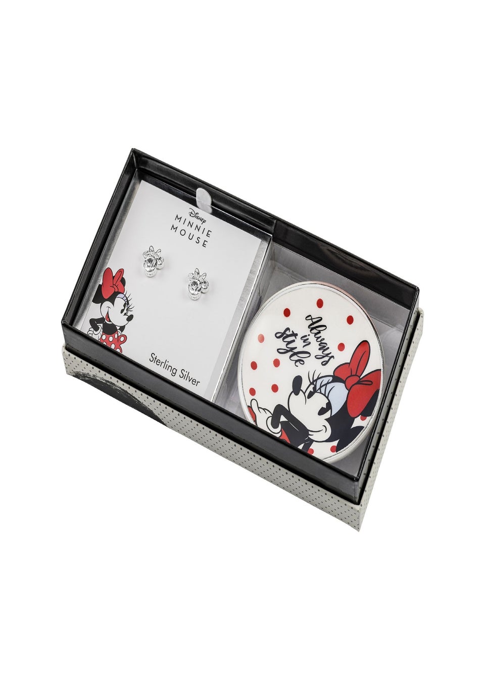 Disney Silver Plated Earrings and Mini Trinket Tray Gift Set