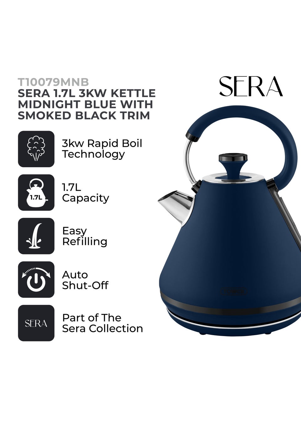 Tower Sera 3KW Kettle (1.7L)