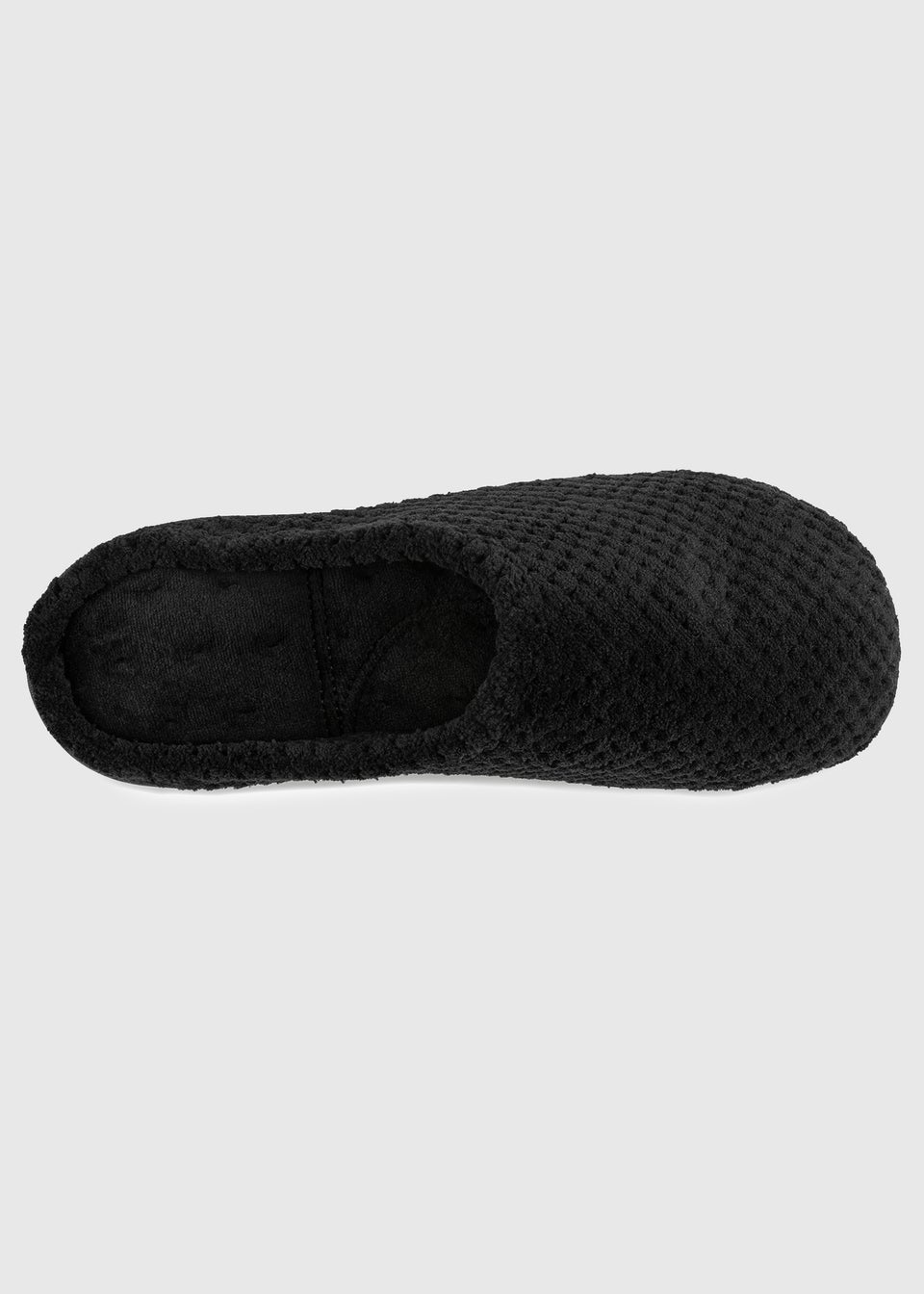 Totes Isotoner Black Popcorn Terry Mule Slippers