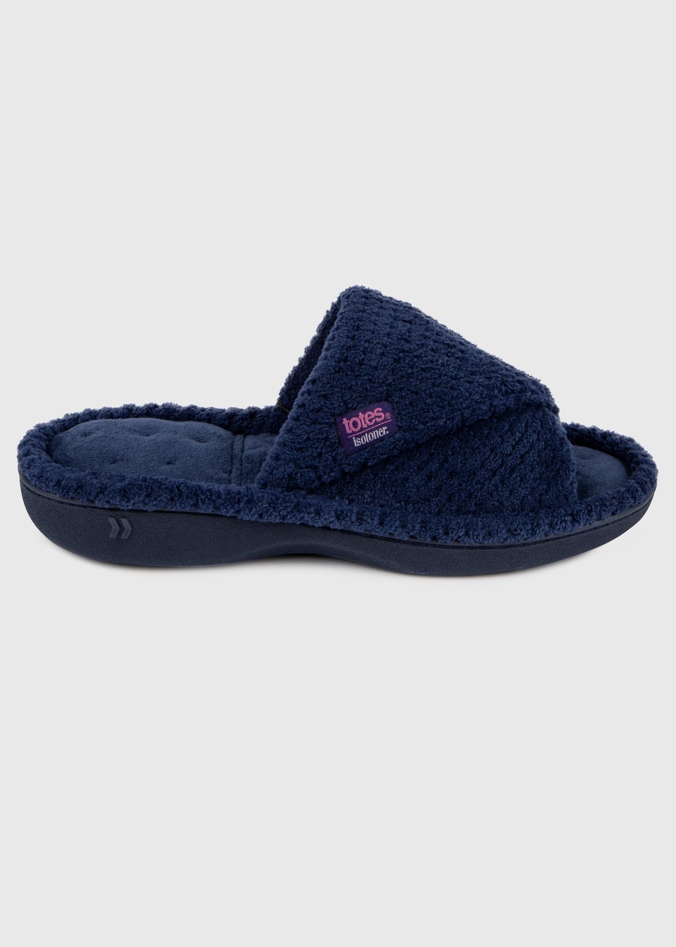 Totes Isotoner Navy Popcorn Turnover Open Toe Slippers