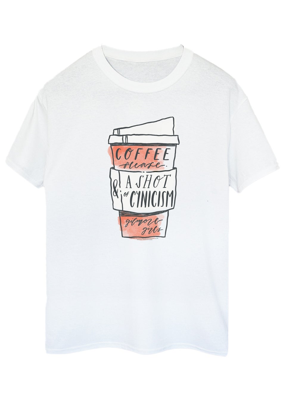 Gilmore Girls White Coffee Please Printed Boyfriend Fit T-Shirt