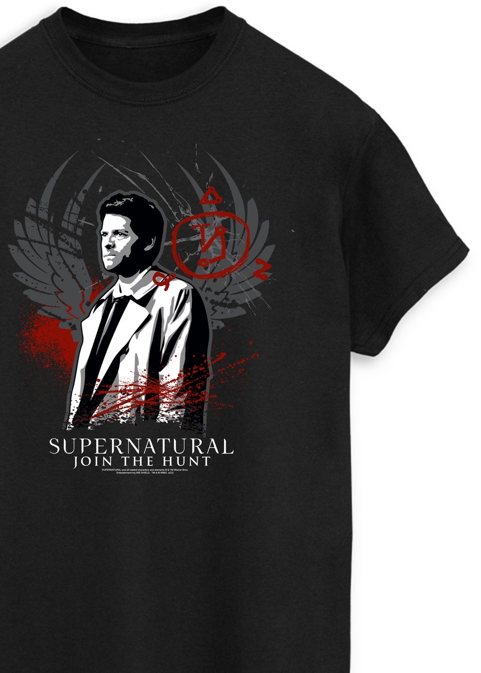 Supernatural Black Join The Hunt Wings Printed Boyfriend Fit T-Shirt