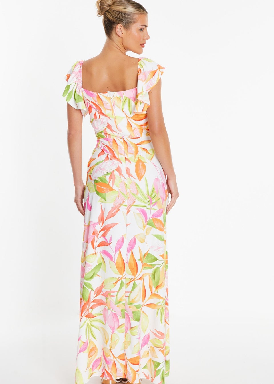 Quiz White Tropical Print Maxi Dress