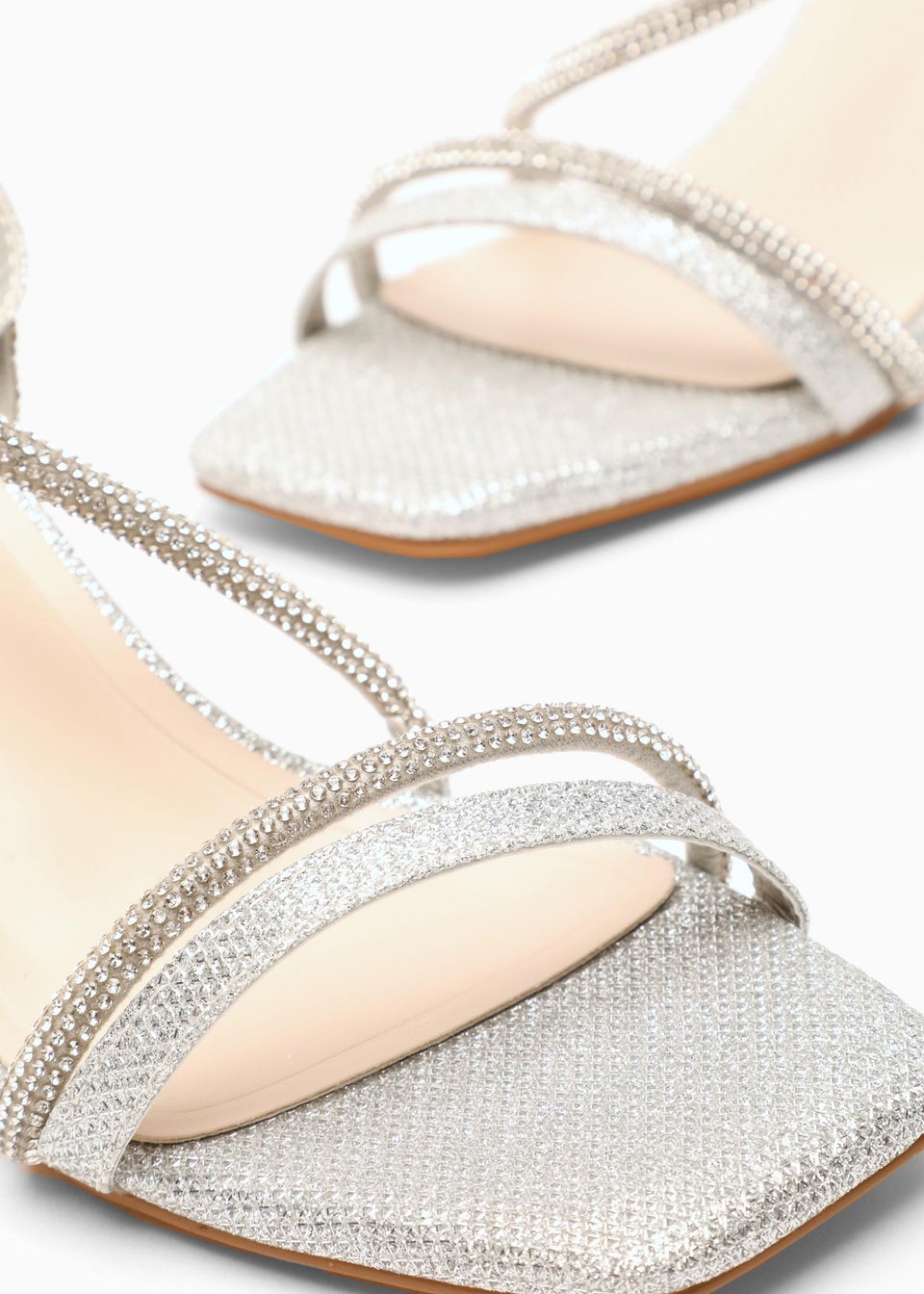 Quiz silver shimmer diamante sandals best sale