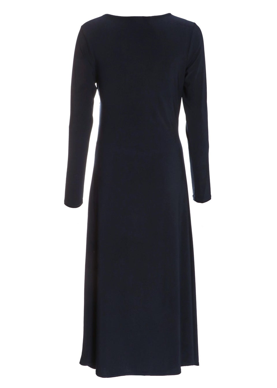 Quiz Navy Ruched Long Sleeve Midi Dress