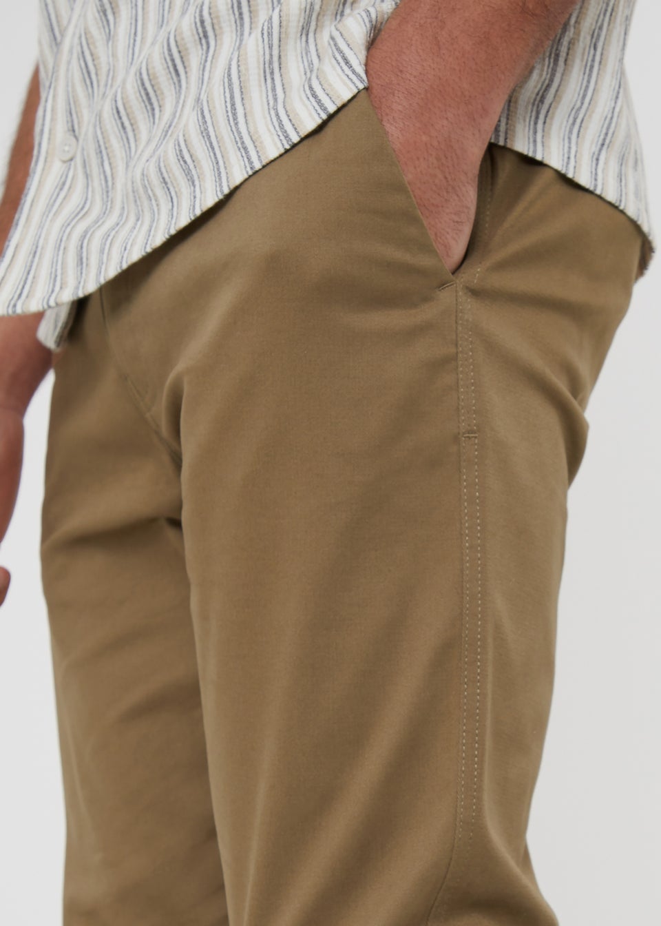 Threadbare Brown Castello Cotton Slim Fit Chino Trousers With Stretch