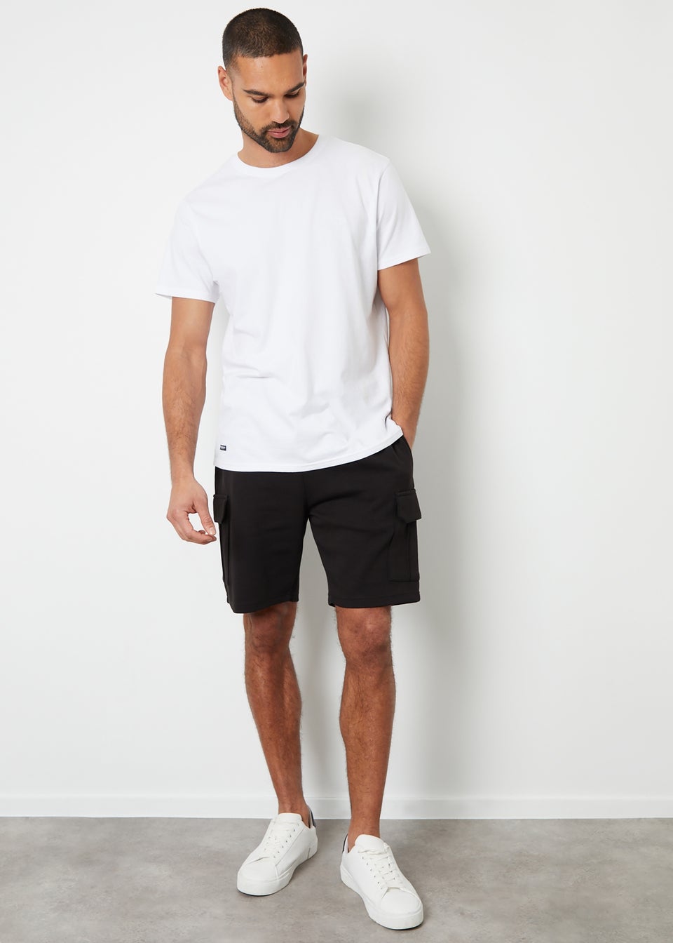 Threadbare Black Cargo Pocket Sweat Shorts Matalan