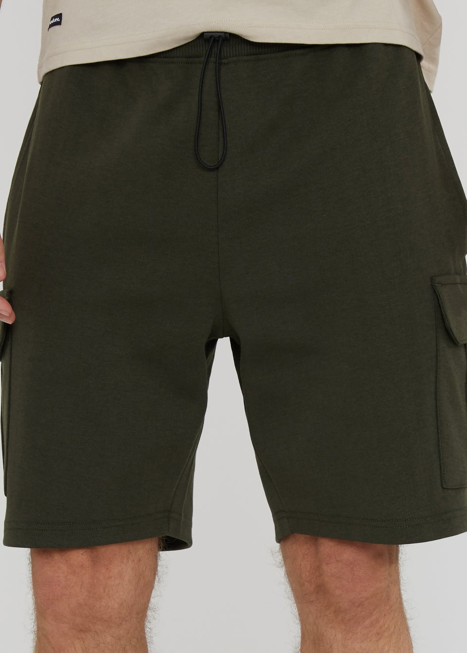 Threadbare Khaki Wolf Cargo Pocket Sweat Shorts