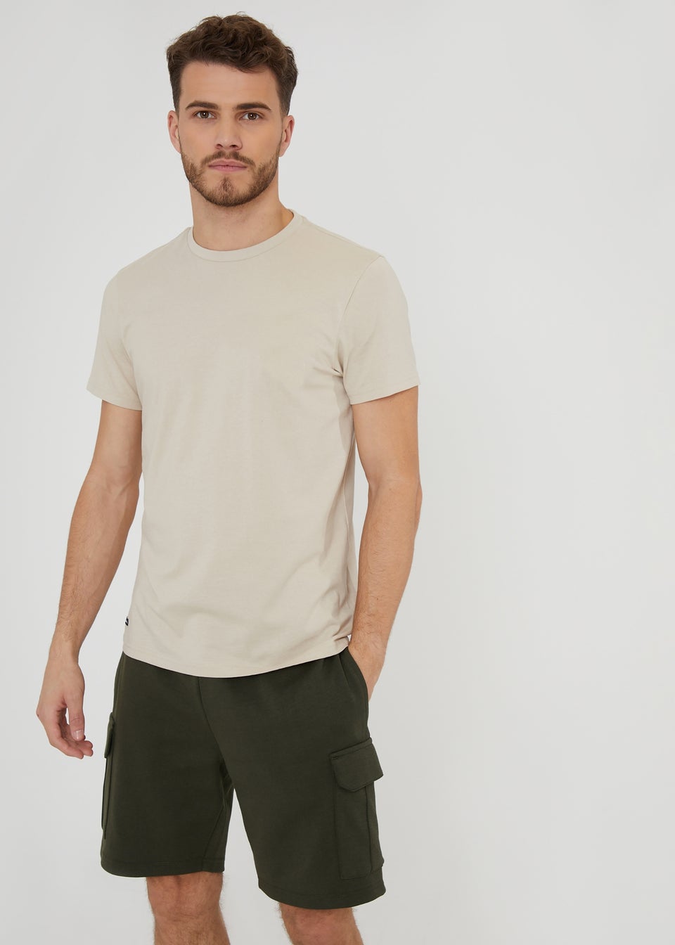 Threadbare Khaki Wolf Cargo Pocket Sweat Shorts