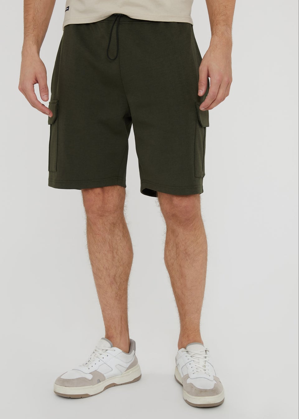 Threadbare Khaki Wolf Cargo Pocket Sweat Shorts