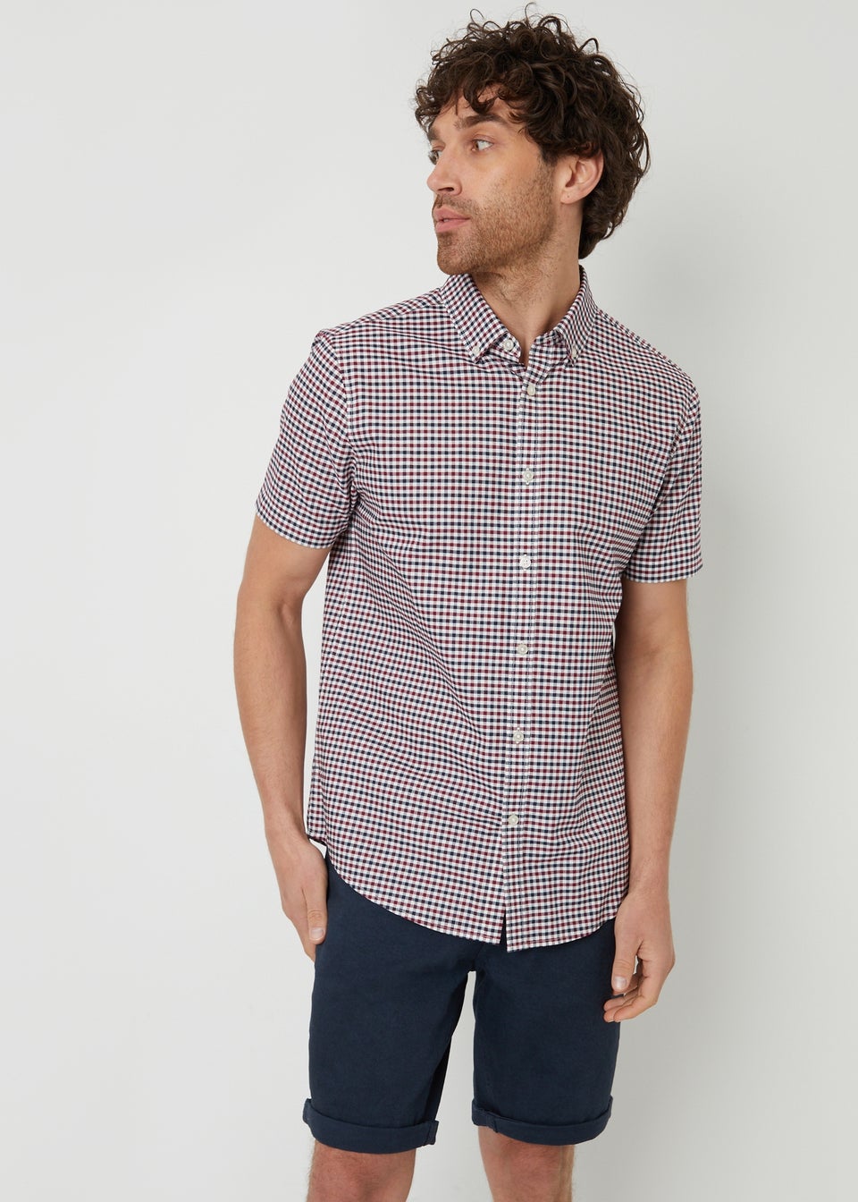 Threadbare Red Marcello Cotton Short Sleeve Check Shirt