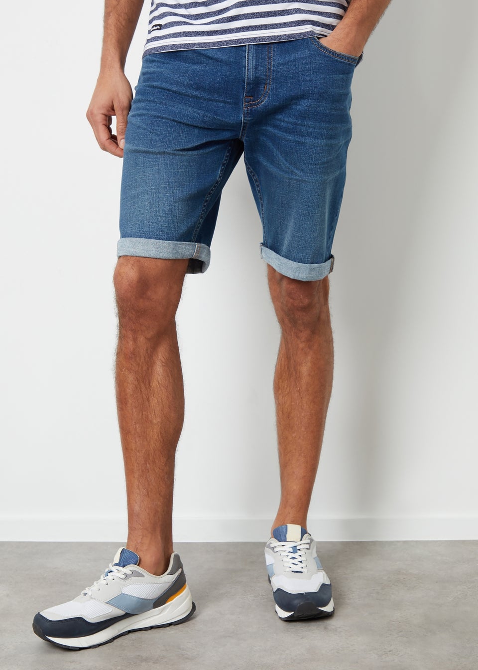 Threadbare Blue Edmonton Turn Up Denim Shorts