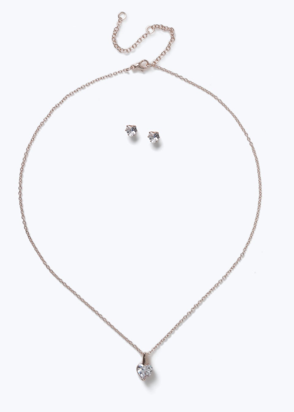 Rose Gold Necklace and Earrings Set