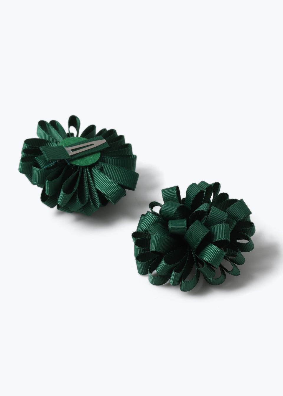 Green Pom Pom Hair Clips