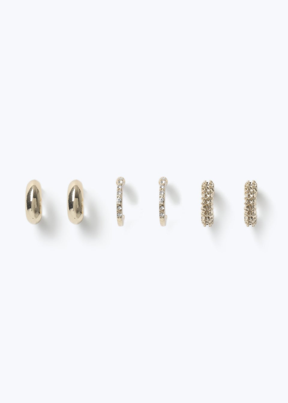 3 Pack Gold Hoop Earrings