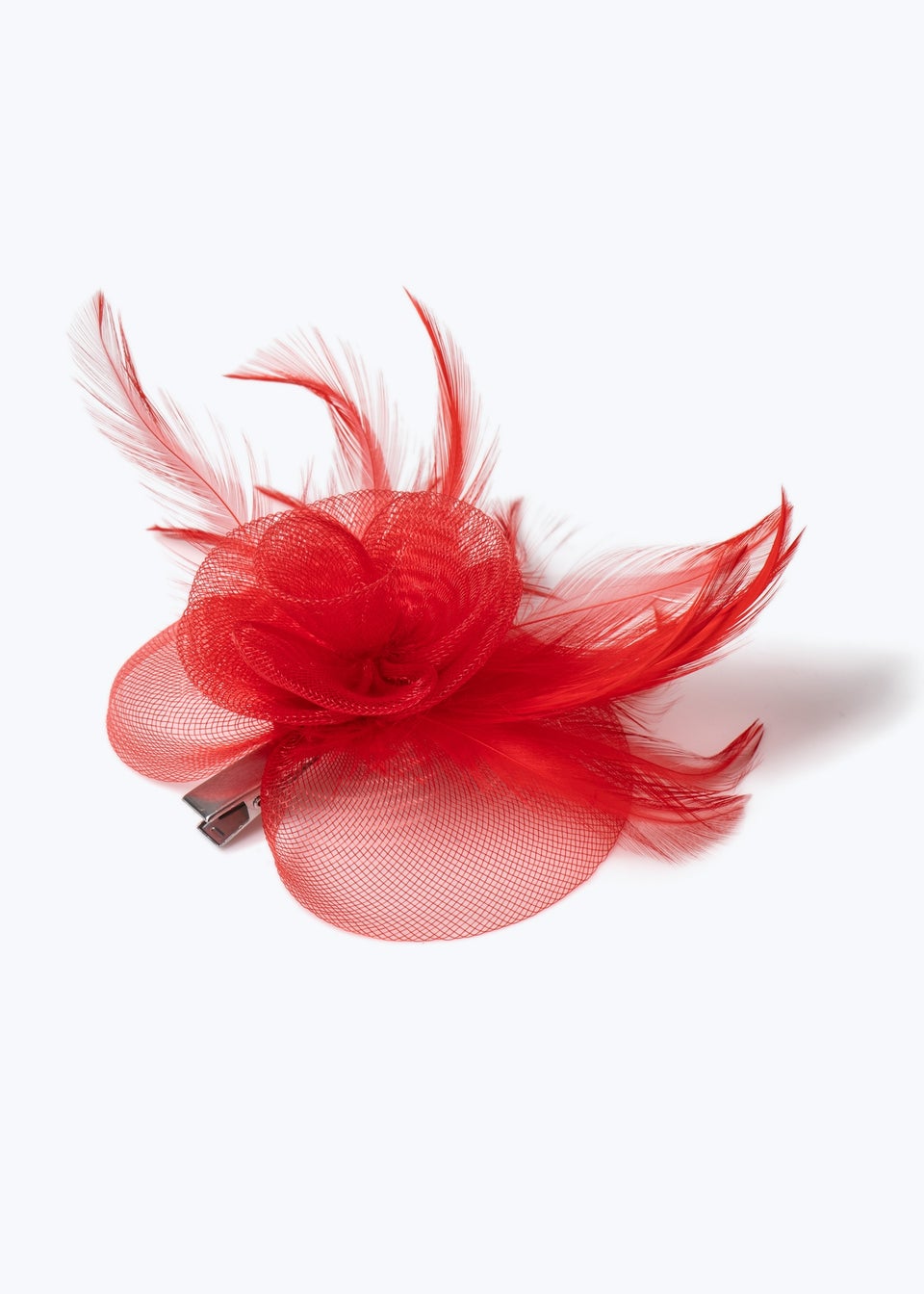 Red Oversized Flower Feather Fascinator