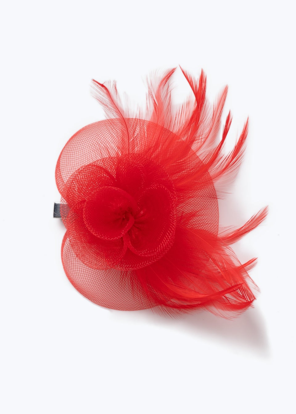 Red Oversized Flower Feather Fascinator