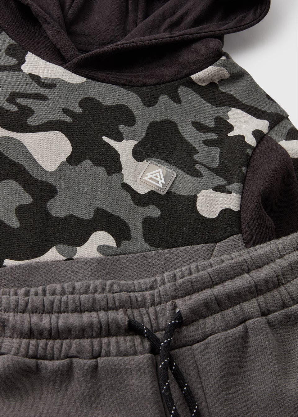 Boys Charcoal Camo Hoodie Jogging Bottom Set 7 15yrs
