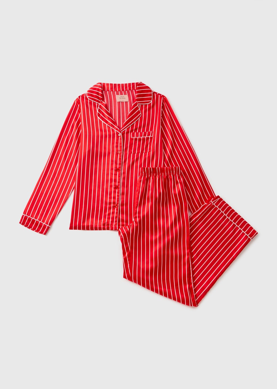 Red Stripe Satin Pyjama Set