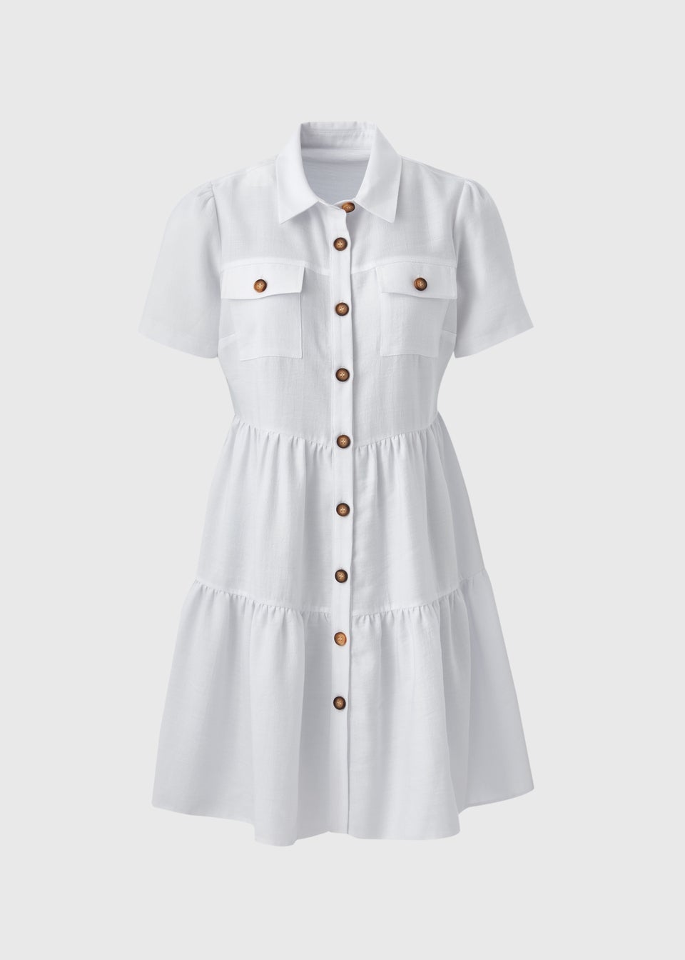 White tiered shirt dress hot sale