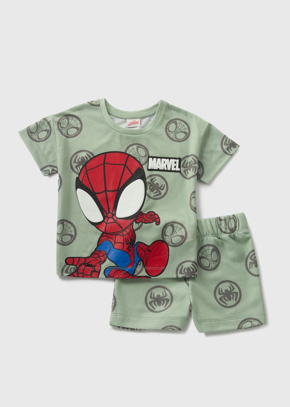 Marvel Kids Green Spidey Top & Shorts Set (1-7yrs)