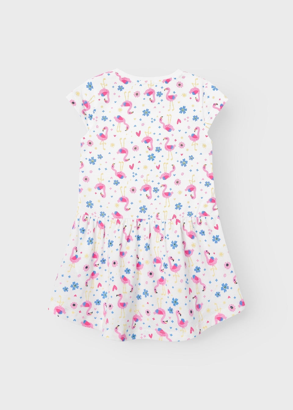 Name It Girls White Flamingo Print Dress (9mths-5yrs)