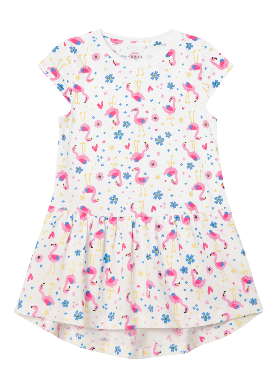 Girls White Flamingo Print Dress (9mths-5yrs)